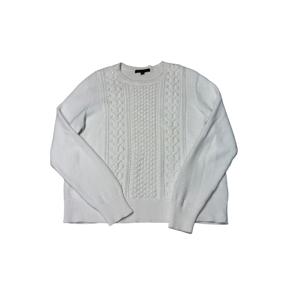 Brooks Brothers Cotton Cable Knit Sweater Womens XL‎ Crewneck Textured Preppy